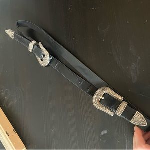 Black Double Buckle Western Belt